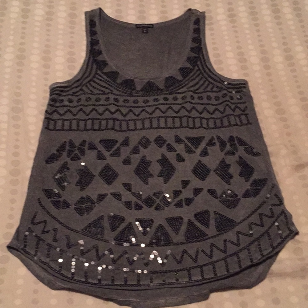 Gray shimmery top